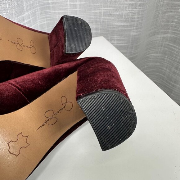 Jessica Simpson Burgundy Tanysha Velvet Block-Heel Point Toe Pumps 8 - Picture 14 of 14